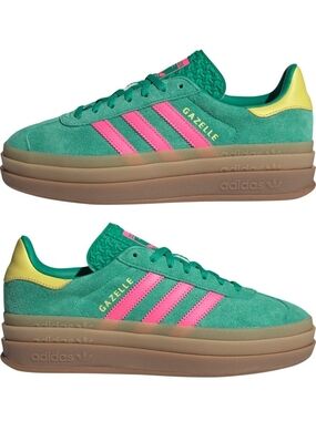 NWB adidas Gazelle Platform Sneaker W/8.5 Green/Pink
